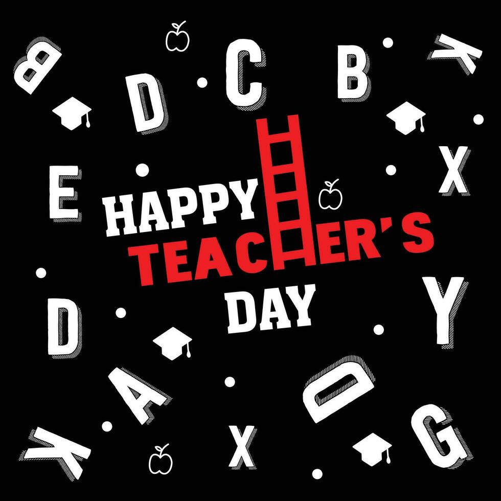 Greeting card for happy teacher's day with chalk on a blackboard. Simple vector illustration.Web