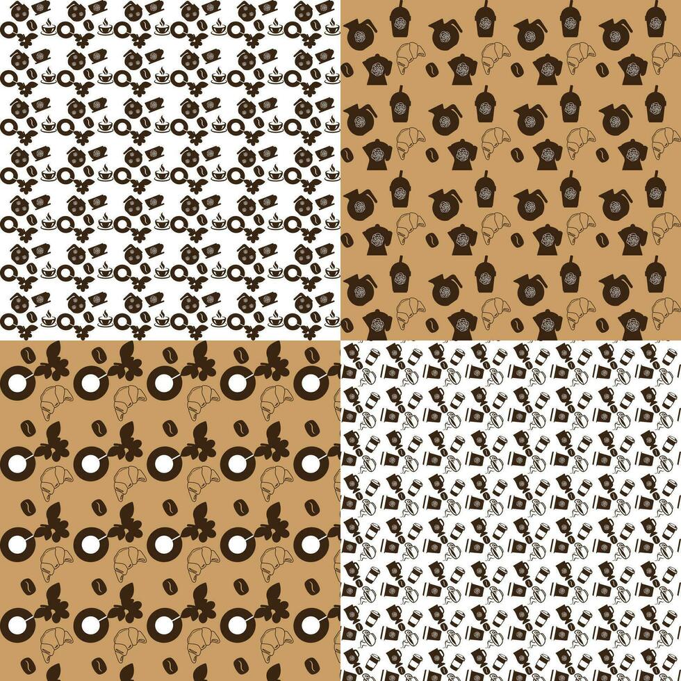 International coffee day seamless pattern Design.Four in one set. vector