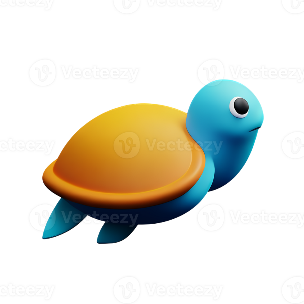 sea turtle 3d rendering icon illustration png