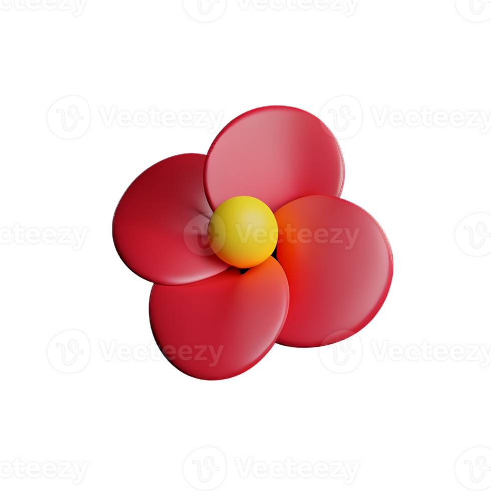 hibiscus 3d rendering icon illustration png