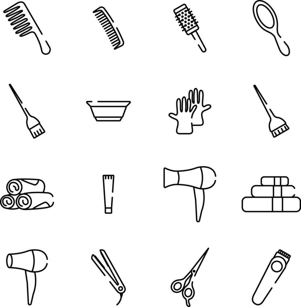 Barbero tienda herramientas lineal íconos colección vector