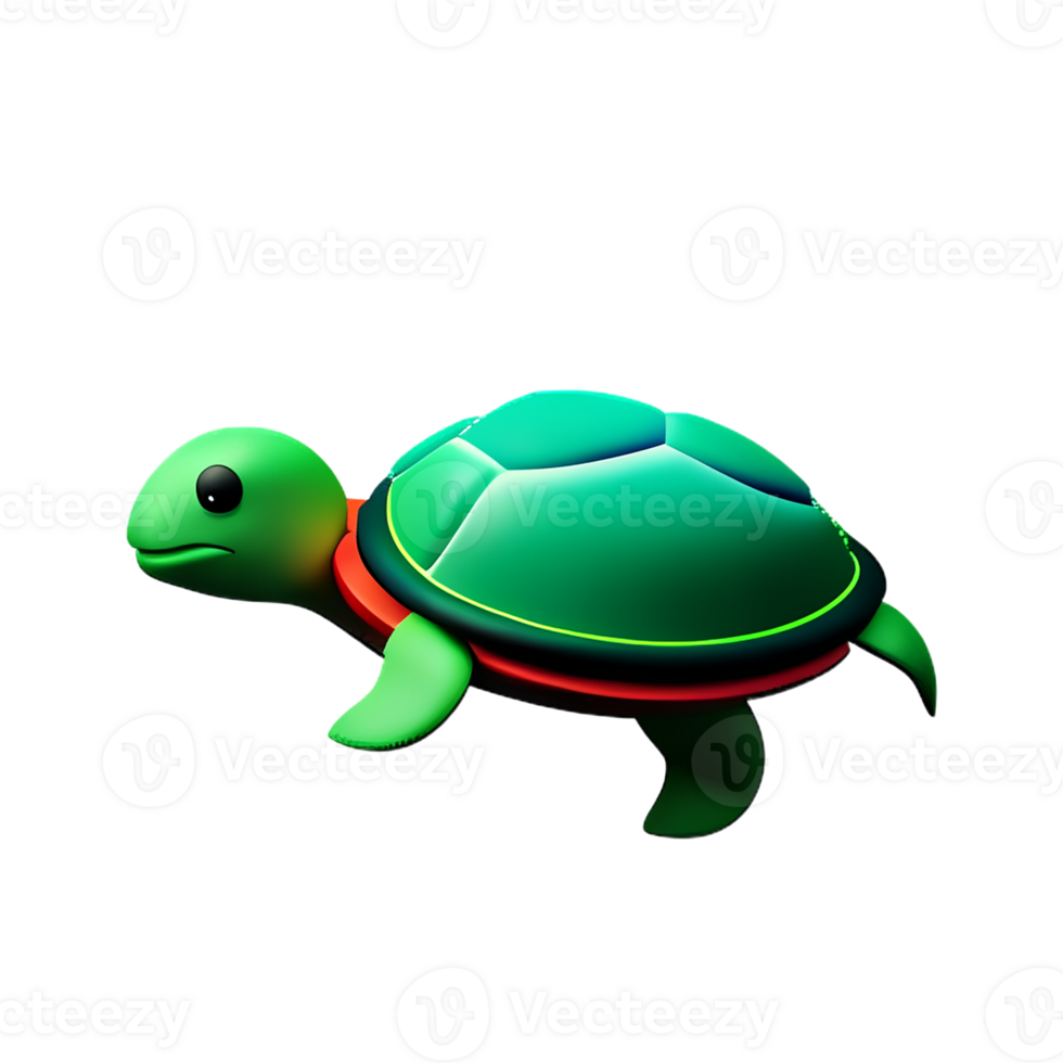 sea turtle 3d rendering icon illustration png