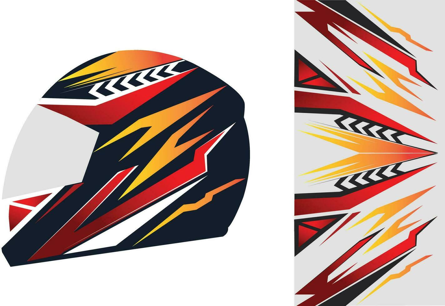 Racing helmet wrap decal and vinyl sticker design illustration vector