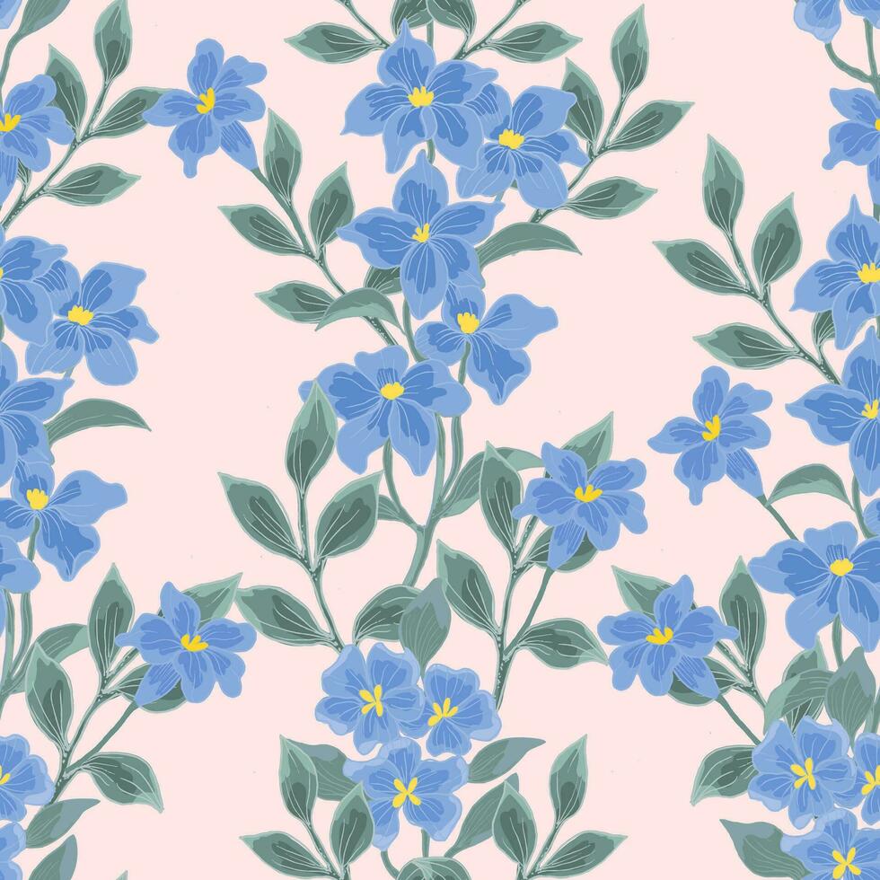 Hand Drawn Delphinium Flower Seamless Pattern vector