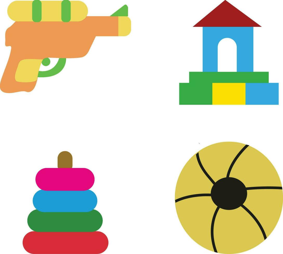 Kid Toys Icon Set. Vector Illustration