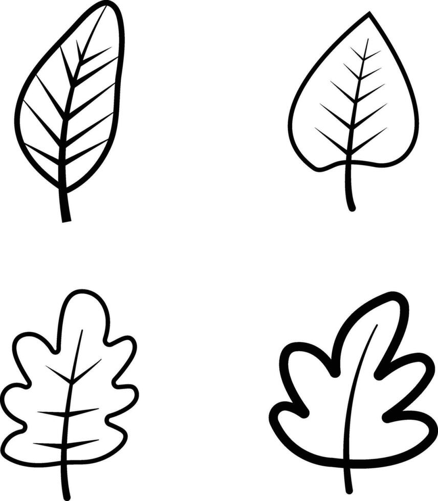 Simple Line Art Leaves Shape. Vector Illustration