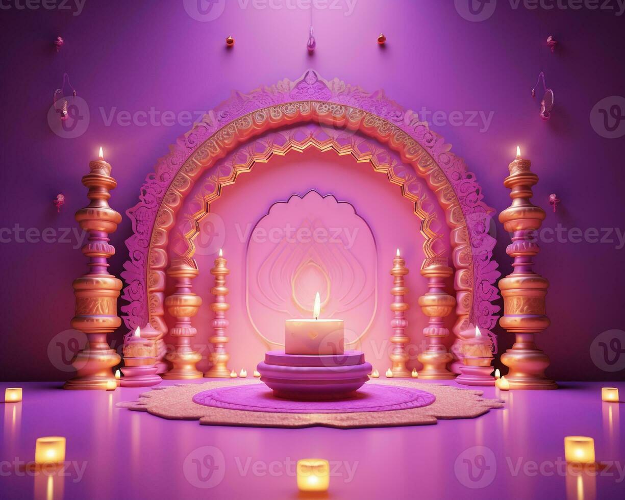 Happy diwali background colorful lamp with candle, diwali stock images, cartoon illustration art photo