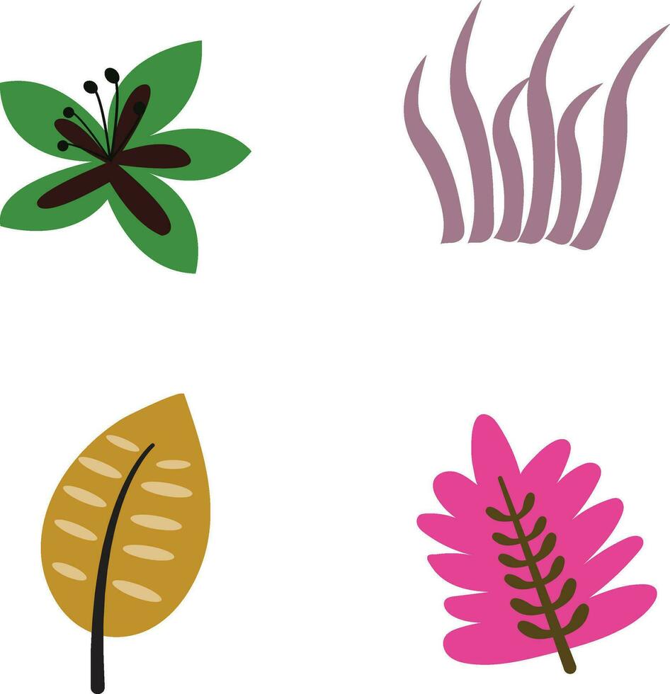 Abstract Tropical Leaves with Simple Design. Vector Illustration