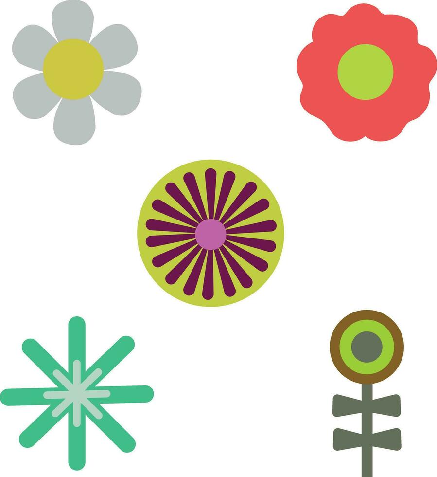 Retro Flower with Simple Pattern. Vector Illustration