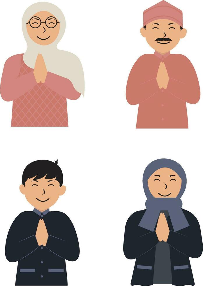 Eid Al-Fitr Icon Set, with Flat Design. Vector Illustration