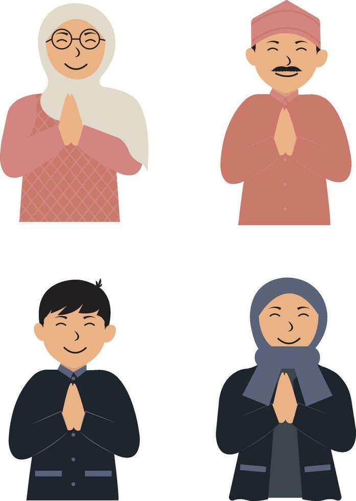 eid al-fitr icono colocar, con plano diseño. vector ilustración