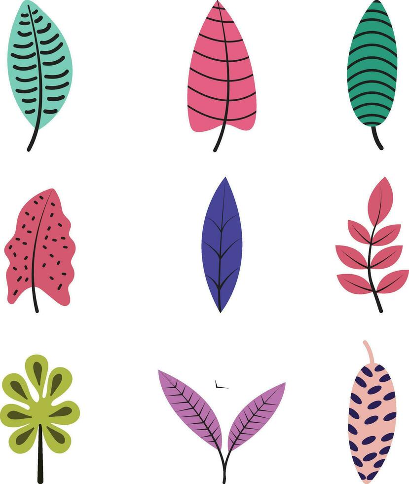 Abstract Leaf Decoration, in Geometric Shape. Vector Illustration