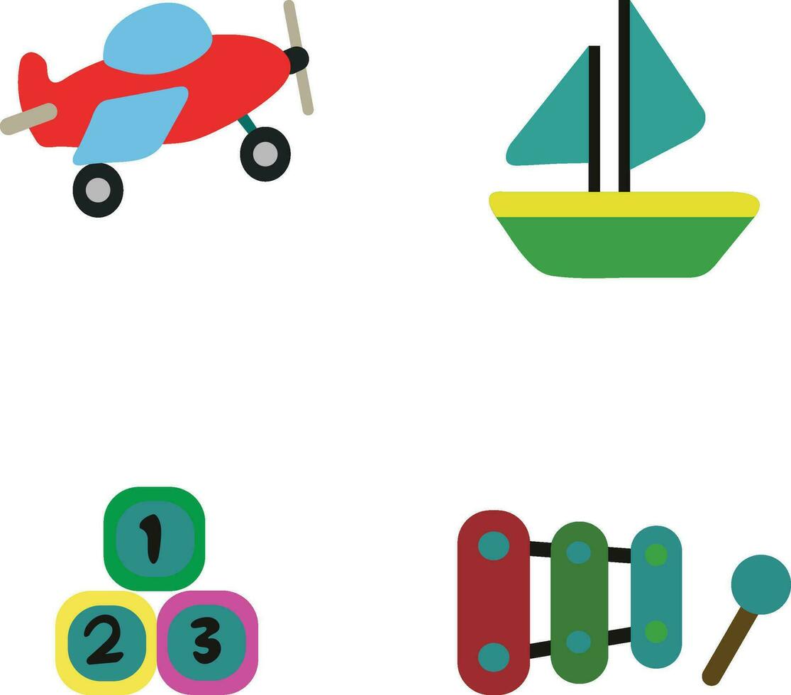 Kid Toys Icon Set. Vector Illustration