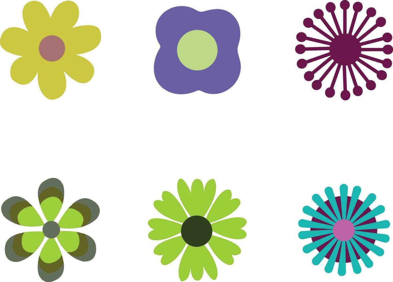 Retro Flower with Simple Pattern. Vector Illustration