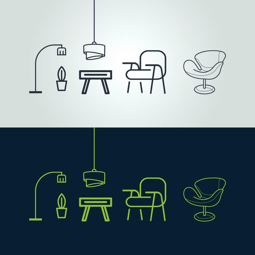 Vector modern Interior furniture icon