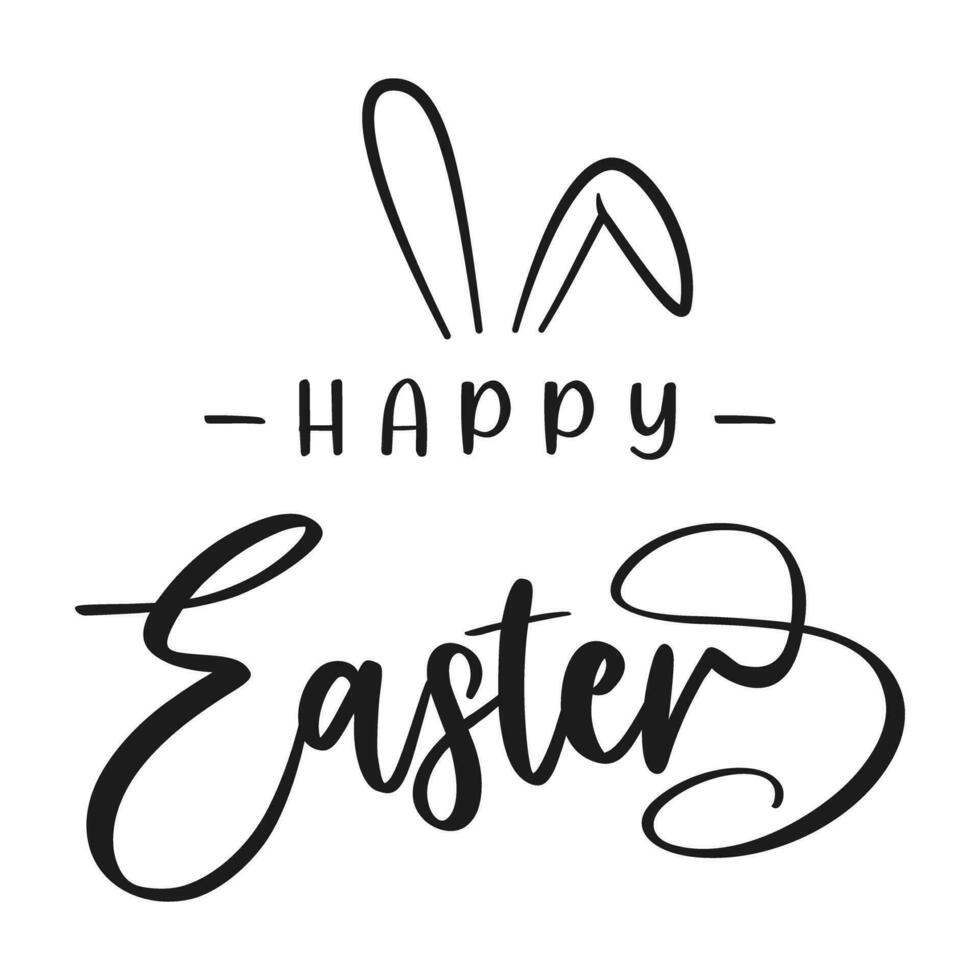 Happy Easter lettering with bunny ears vector