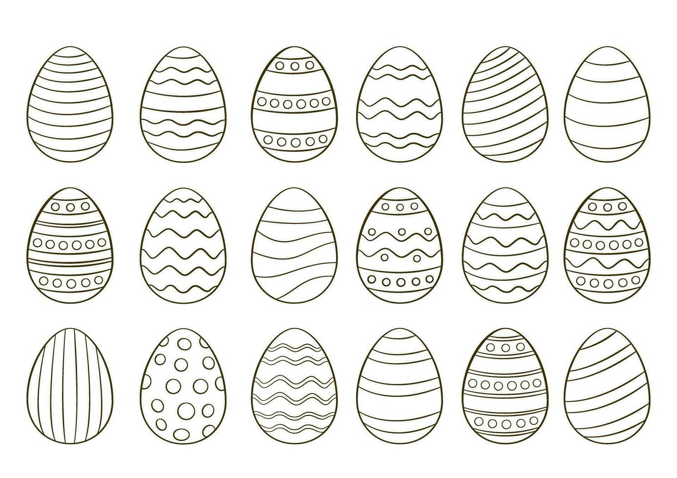 Easter eggs outline vector