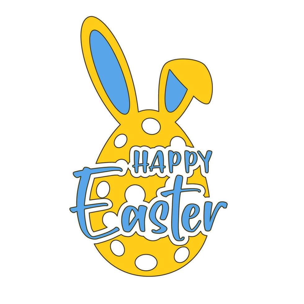 Happy Easter lettering and an egg with bunny ears vector