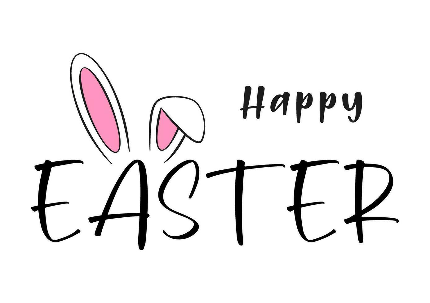 Happy Easter lettering with bunny ears vector