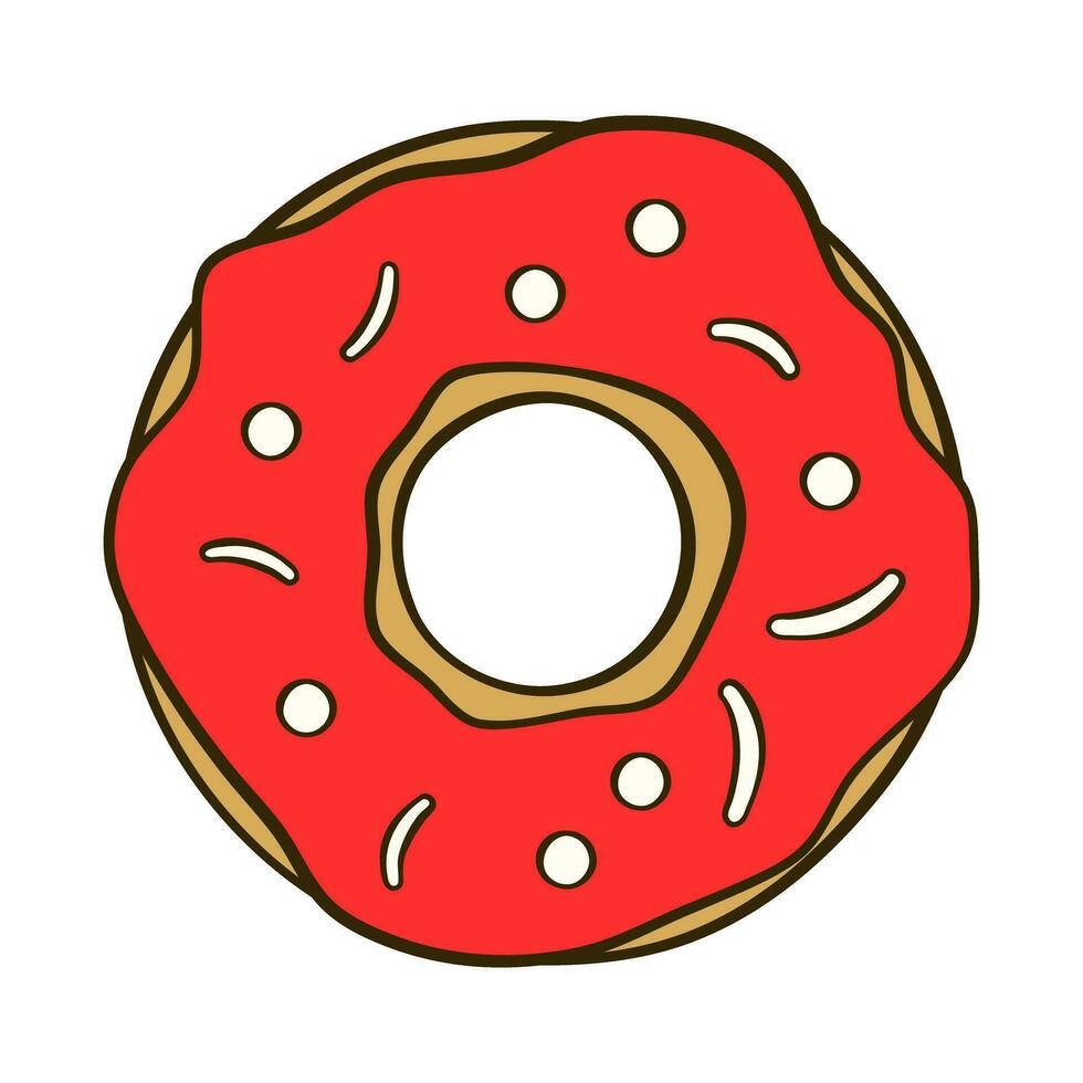 Red donut. Valentine's Day. Flat icon vector