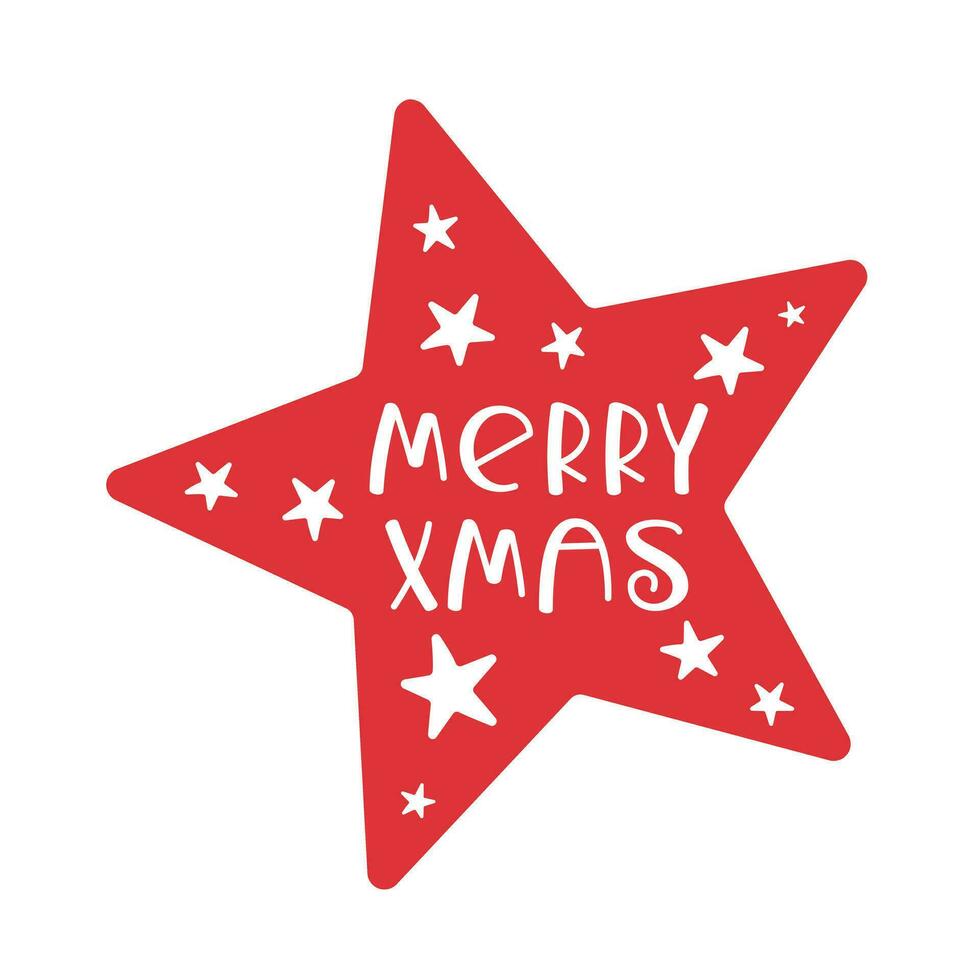 Red star with Merry Xmas lettering vector