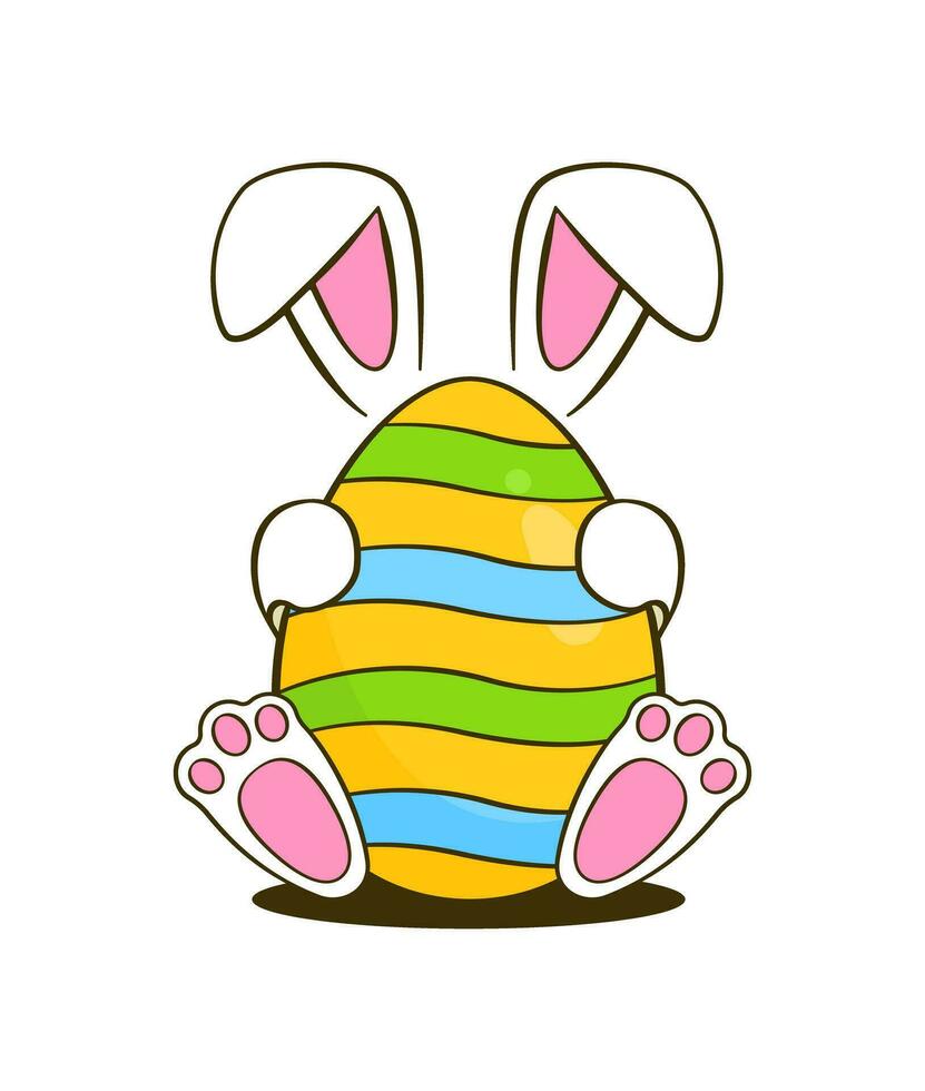 Colorful Easter egg with bunny vector