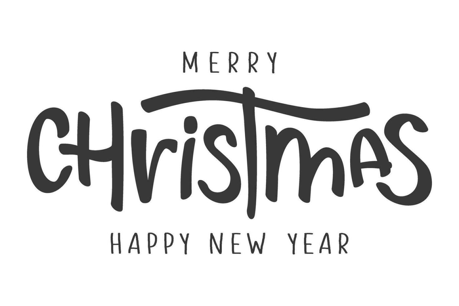 Merry Christmas and Happy New Year lettering for greeting cards, banners, posters vector