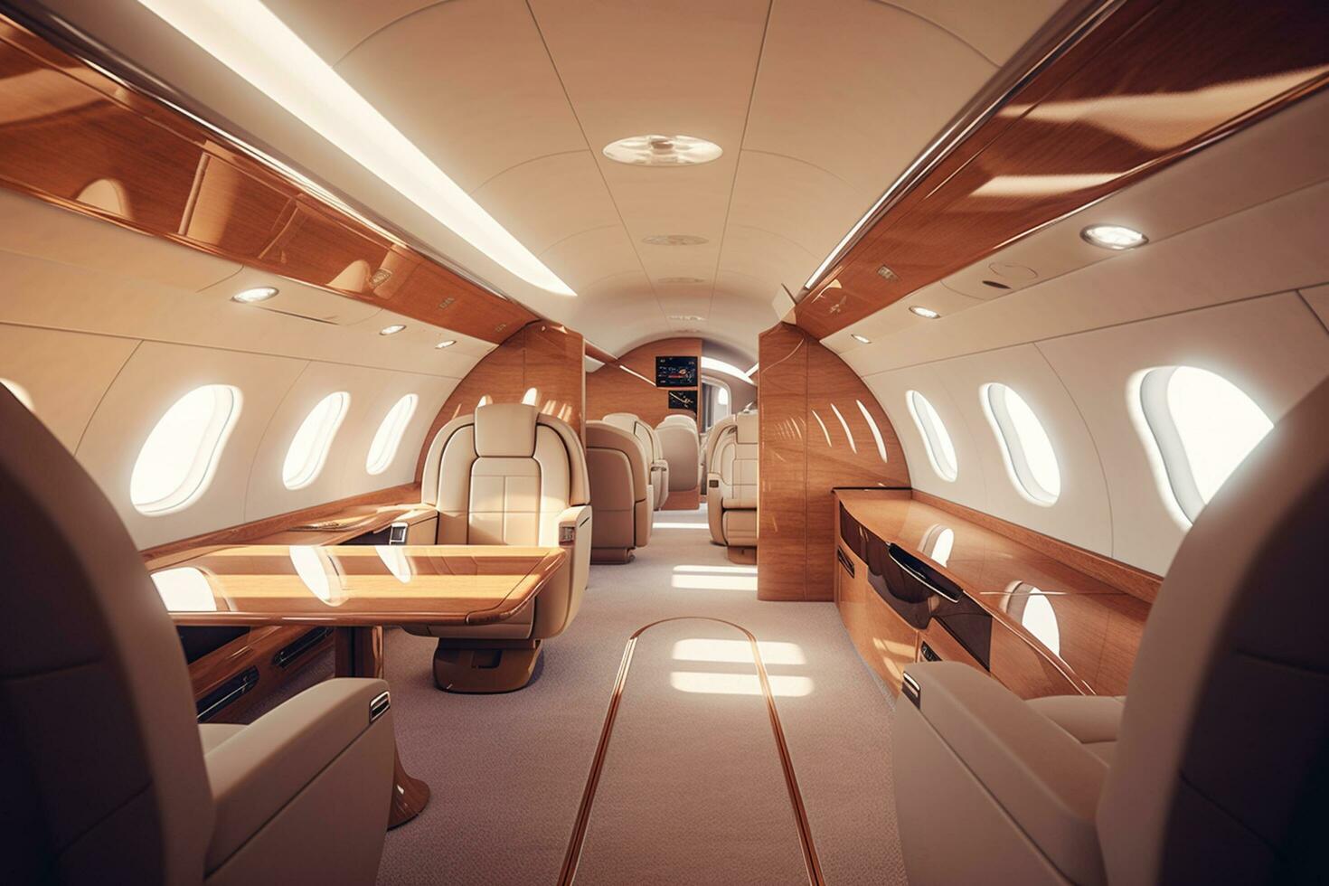 Interior of a private jet. Interior of a private plane.  Ai Generative photo