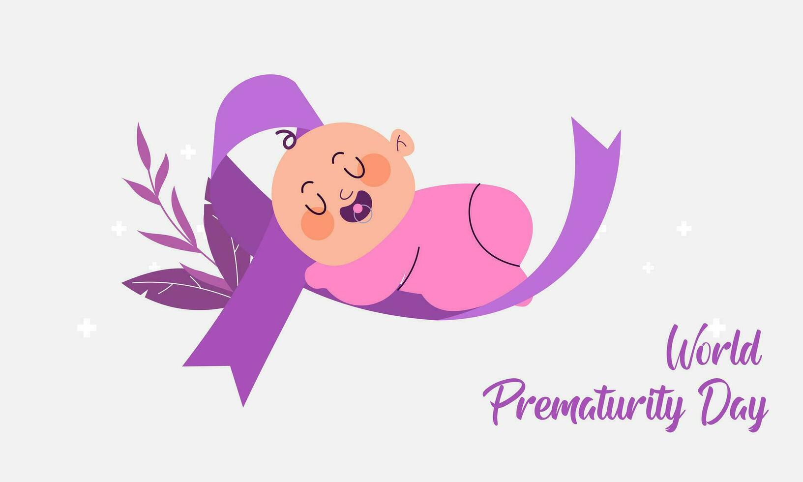 Prematurity awareness month is observed every year in November, Premature birth is when a baby is born too early illustration vector