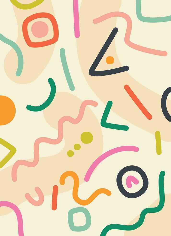 bright abstract doodle poster with different shapes vector illustration