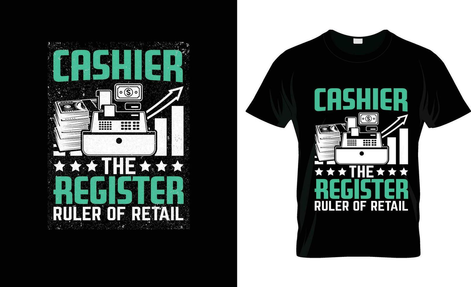 cashier thye register ruler of retail colorful Graphic T-Shirt,  t-shirt print mockup vector