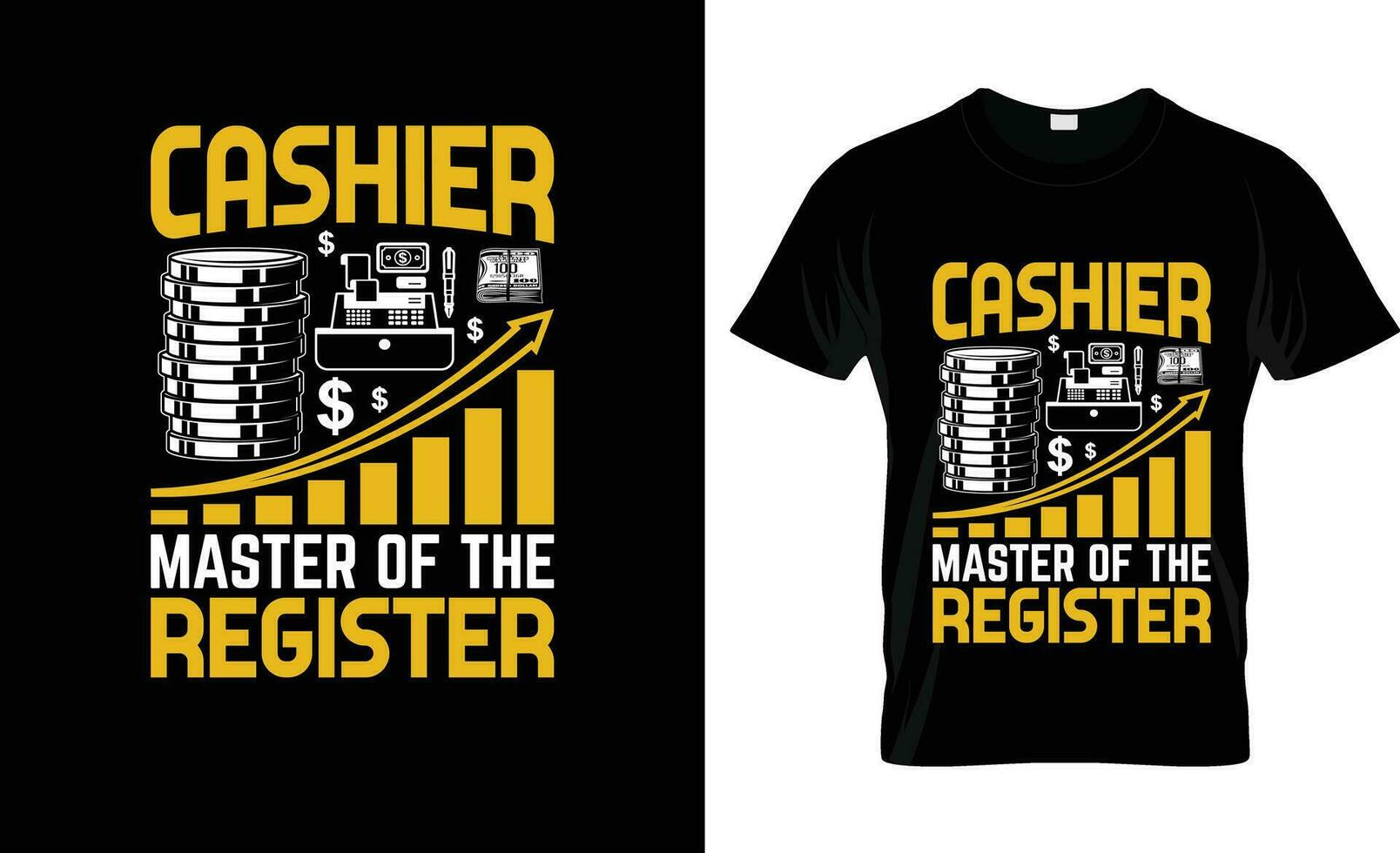 cashier master of the register colorful Graphic T-Shirt,  t-shirt print mockup vector