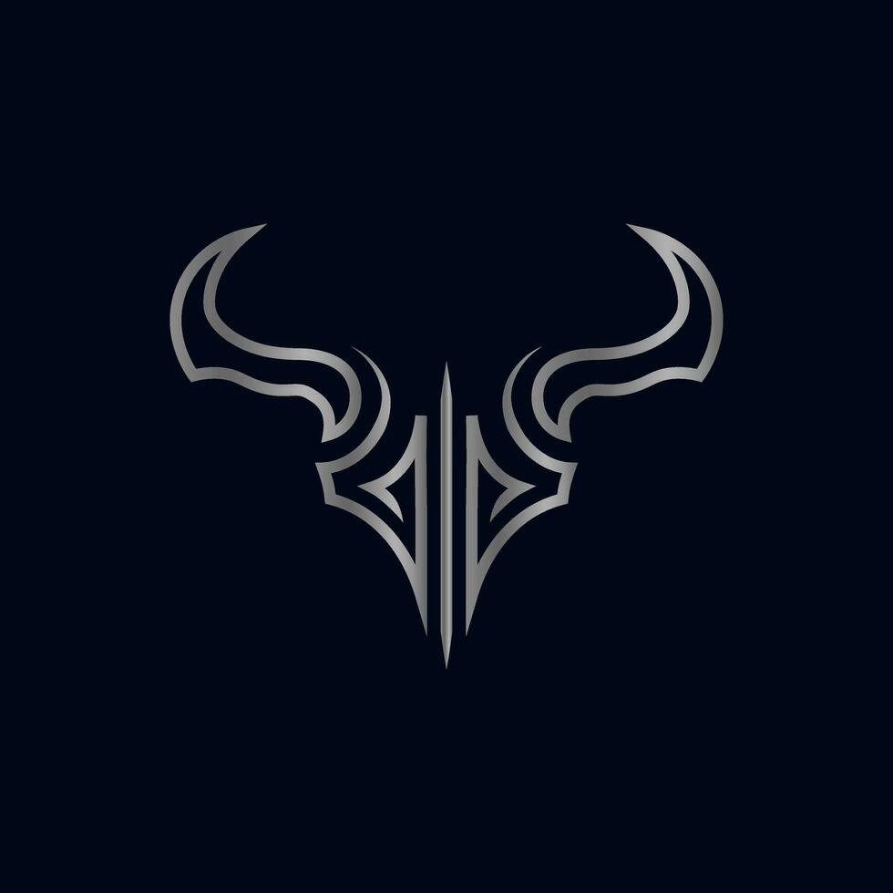 Modern minimalist bull head logo illustration design vector