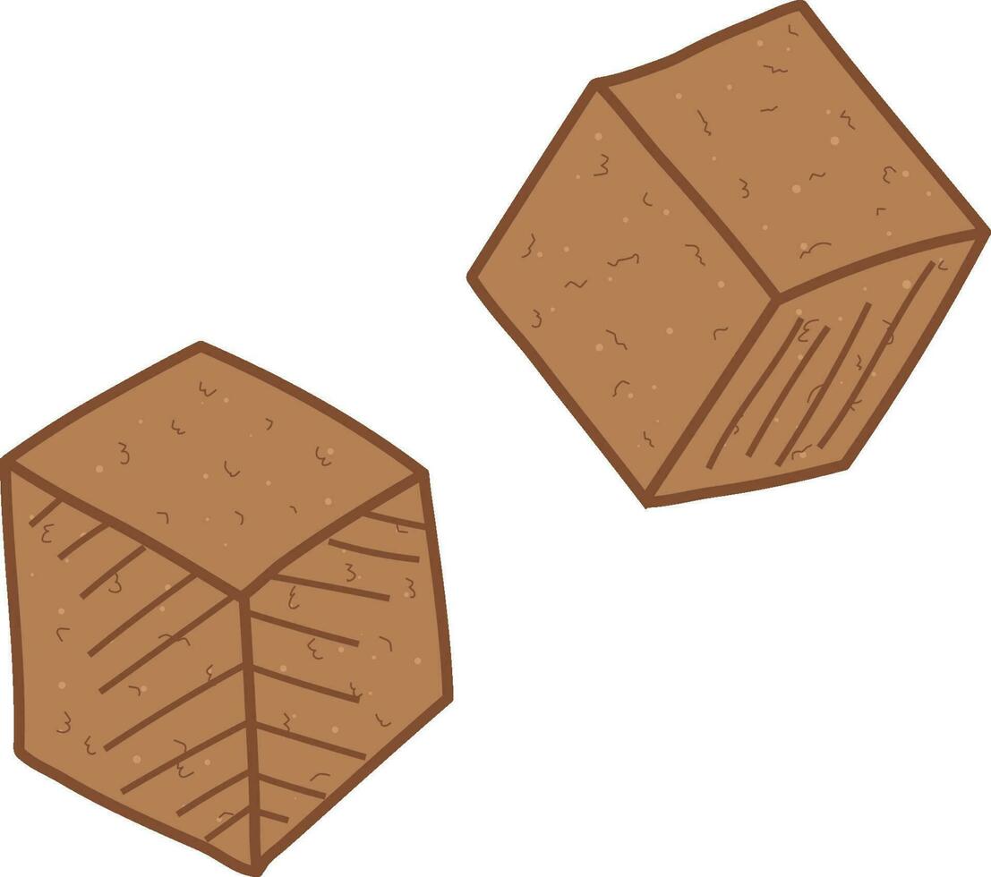 Square Brown Sugar Cubes Blocks Graphic Illustration Element vector