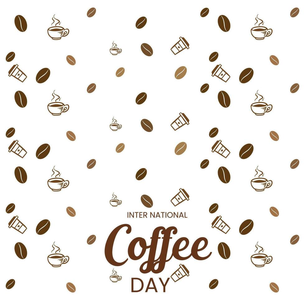 International coffee day template background design with hand drawing style. National coffee day vector illustration. Coffee day pattern design.