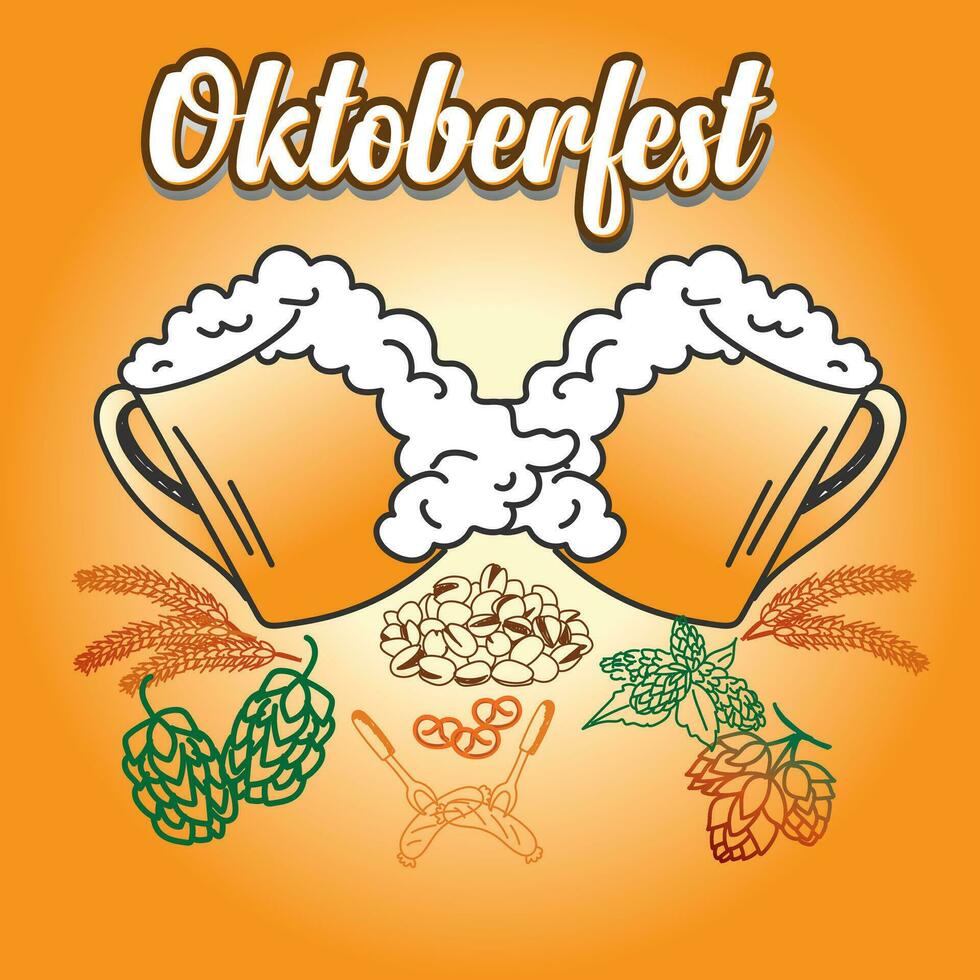 Oktoberfest German traditional beer festival banner. Octoberfest festival symbols. Oktoberfest background. vector