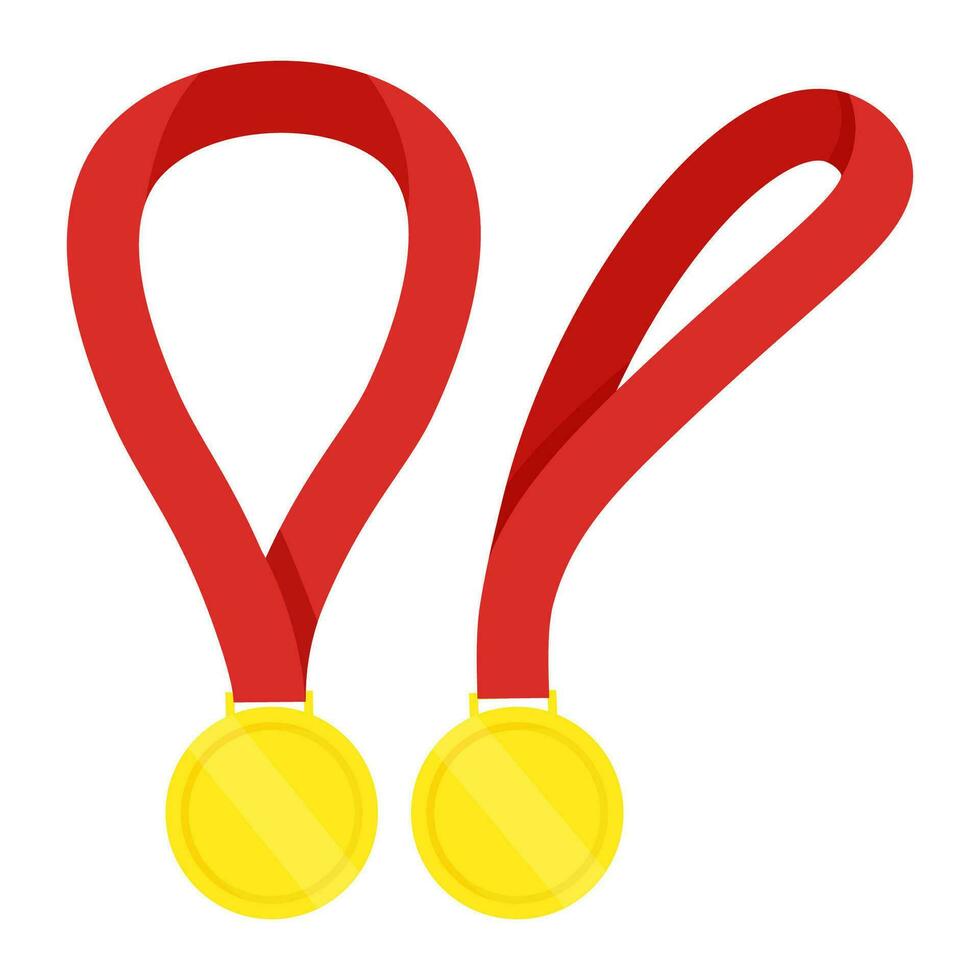 Gold medal with red ribbon vector