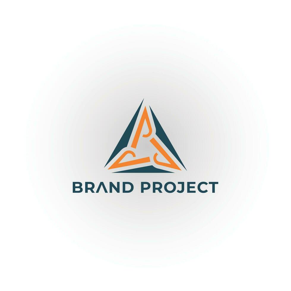 Abstract three letters P form a Triangle in blue and orange color isolated on a white background. Letter P in orange color applied for audiology industry logo inspiration template vector