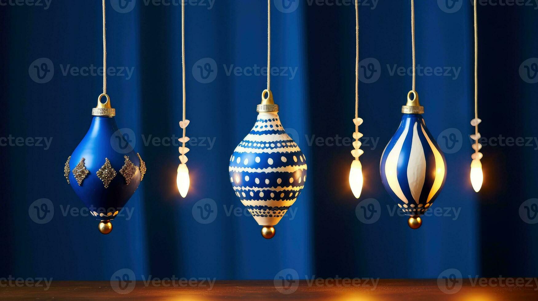 Hanukkah festive celebration concept, glow of the menorah with shining candles and star, Generative AI illustration photo