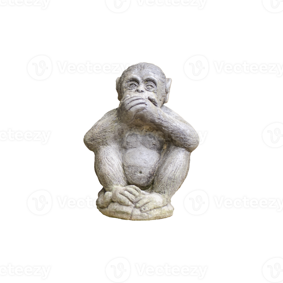 monkey small statue with the concept of close your mouth or speak no
