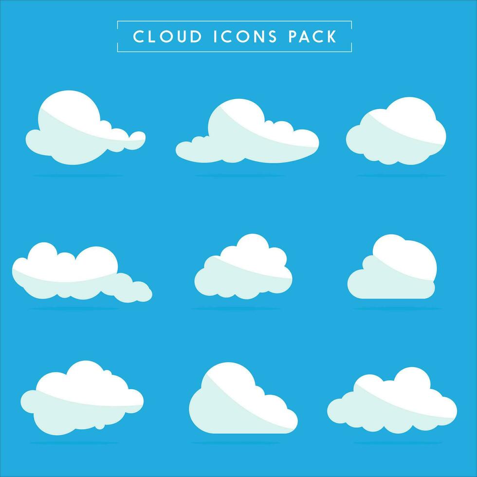 clusters of clouds, various forms of crew. isolated clouds blue color vector