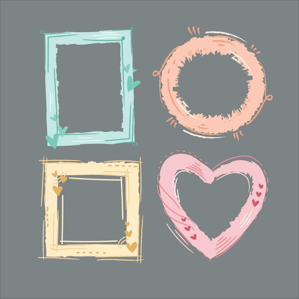 Set of empty photo frames. love, romantic and valentine vector