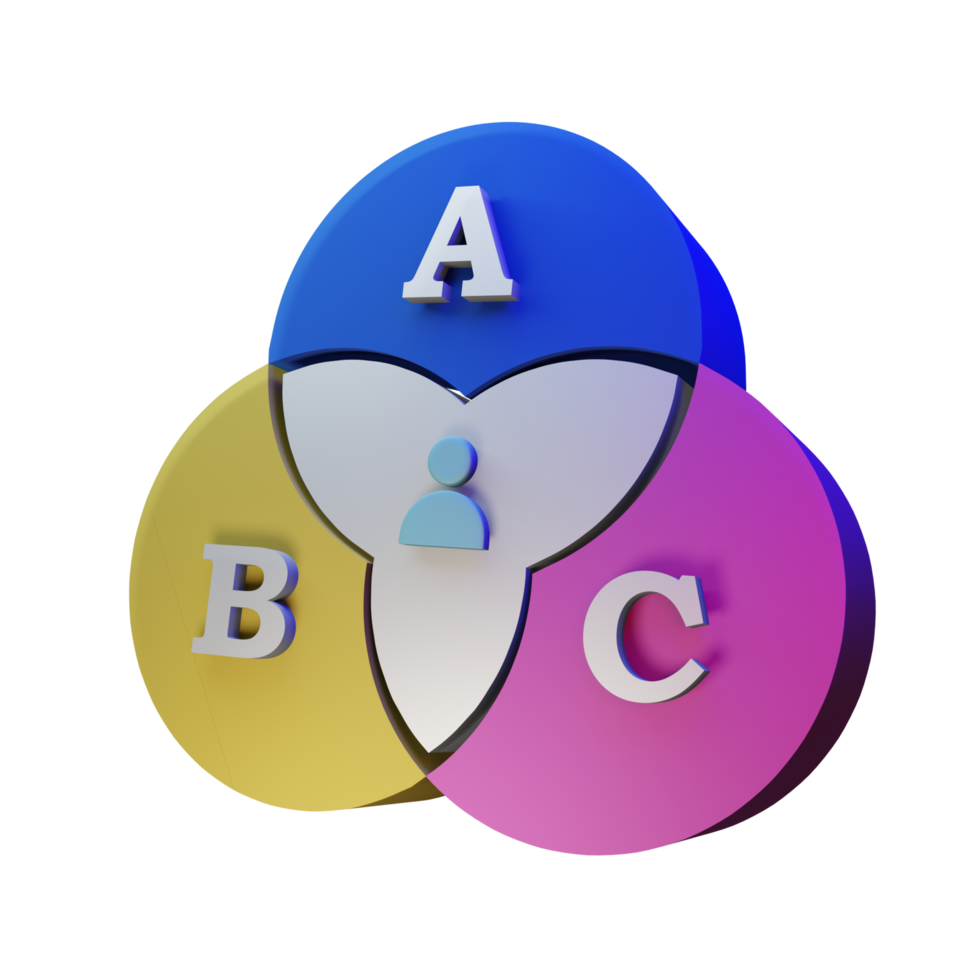 venn diagramma 3d icona per attività commerciale png