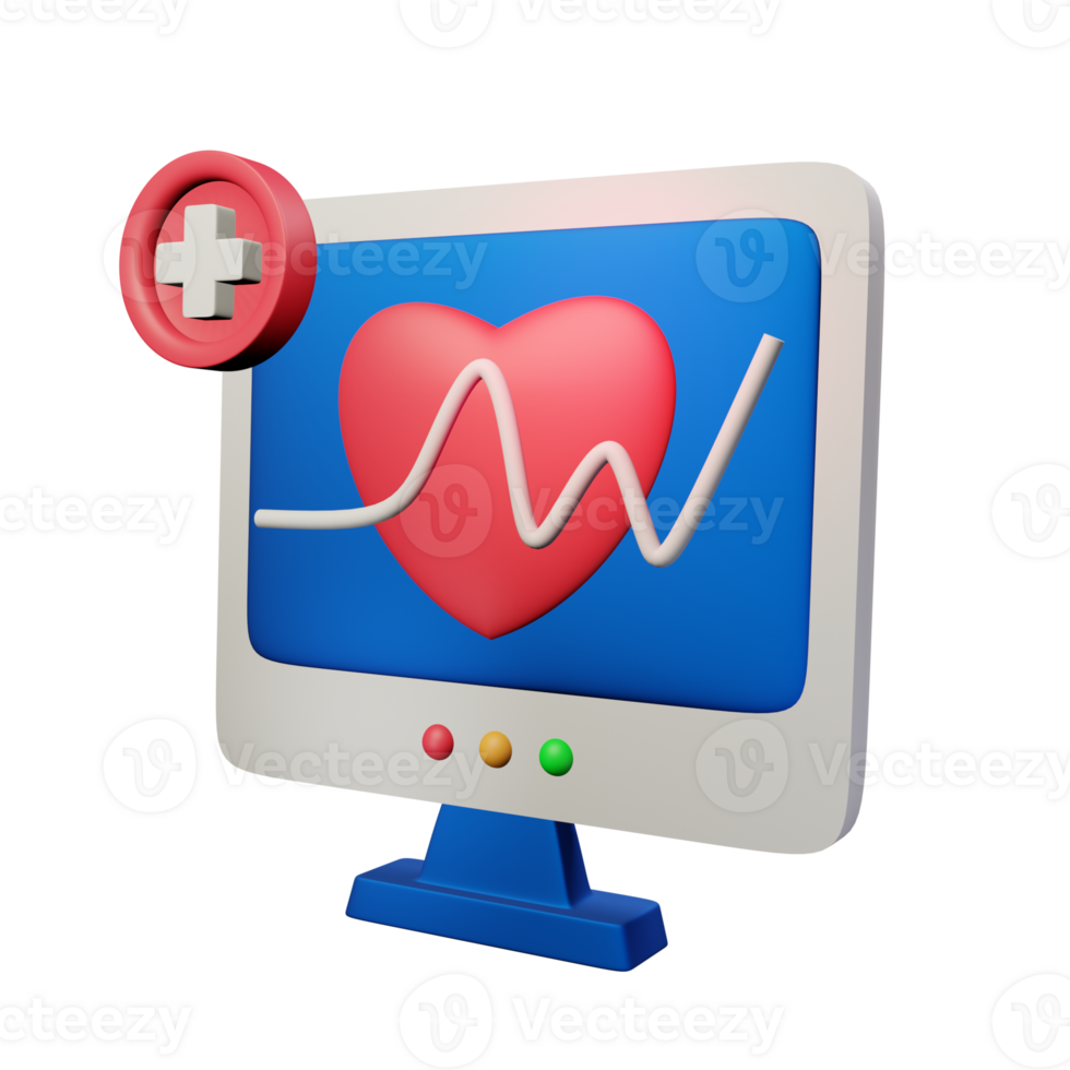 Cardiogram Medical 3D Icon png