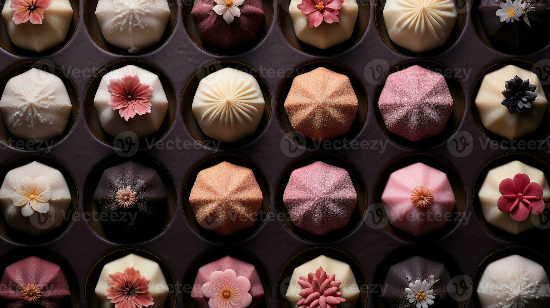 Generative AI, Japanese traditional confectionery cake wagashi, various types of sweets photo