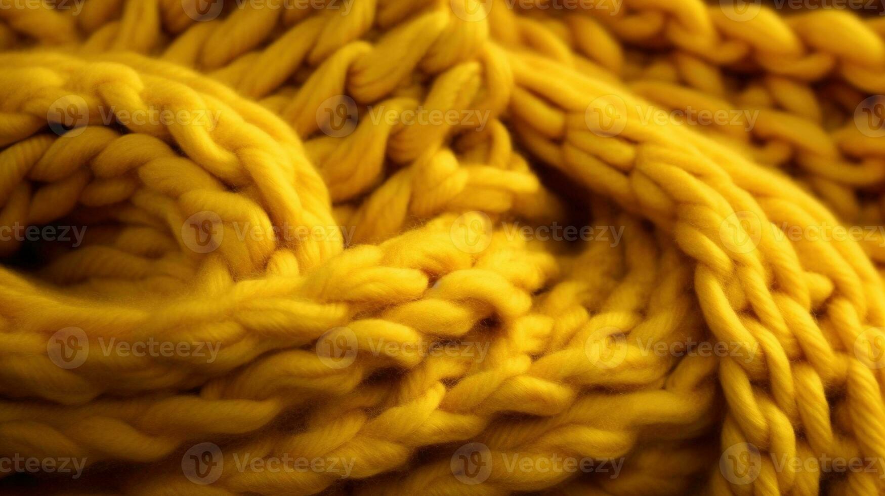 Generative AI, knitted yellow sweater texture closeup, yellow or light orange abstract background, mustard-colored backdrop photo