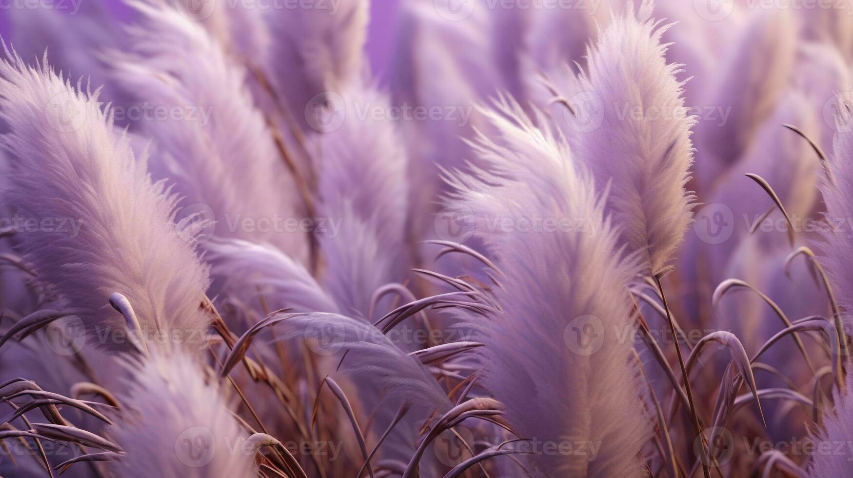 Generative AI, Pampa purple lavender color grass branch with sky. Abstract natural boho background of soft plants, Cortaderia selloana photo