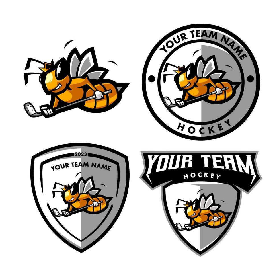 abeja hockey mascota logo vector