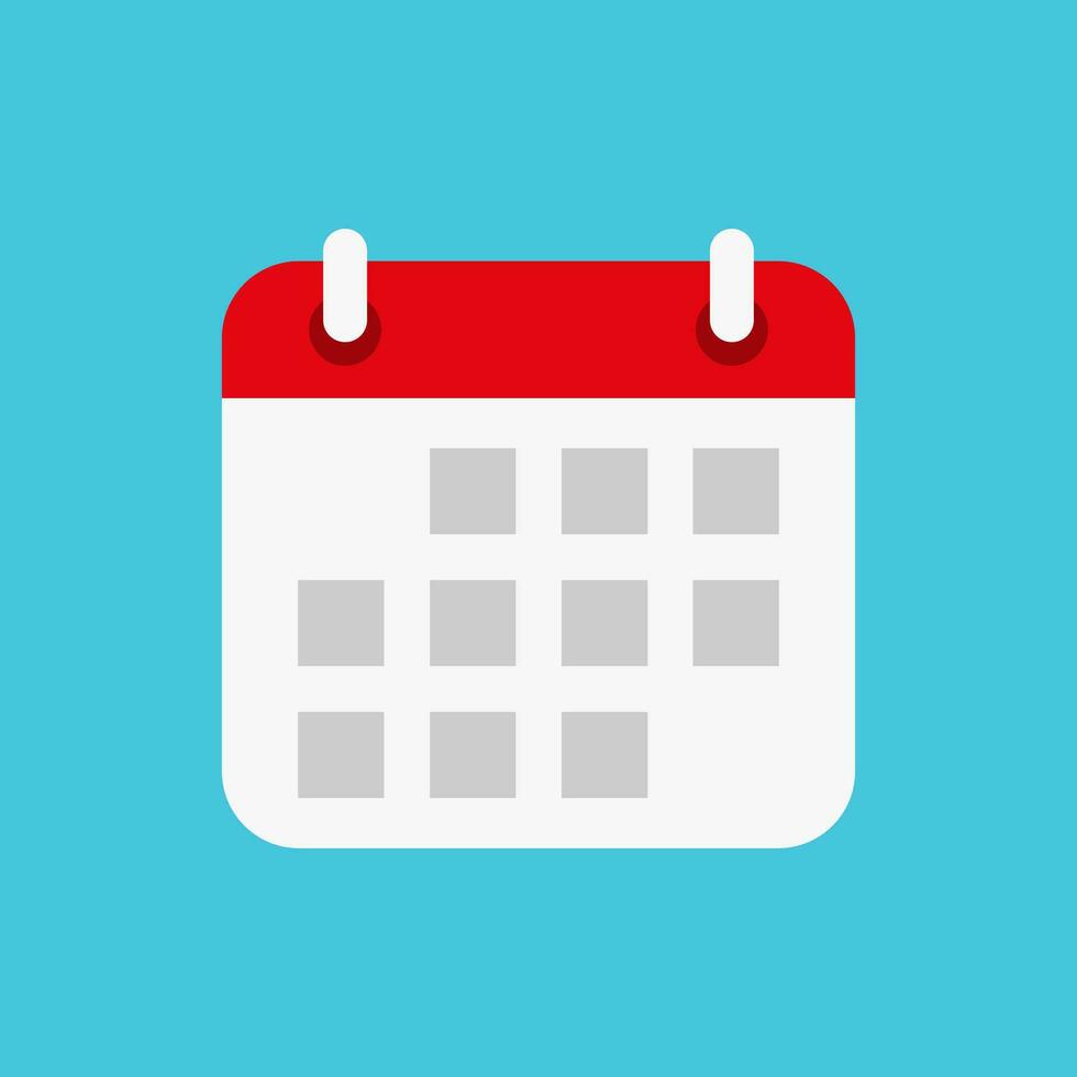Date, calendar icon vector in flat style. Time event sign symbol