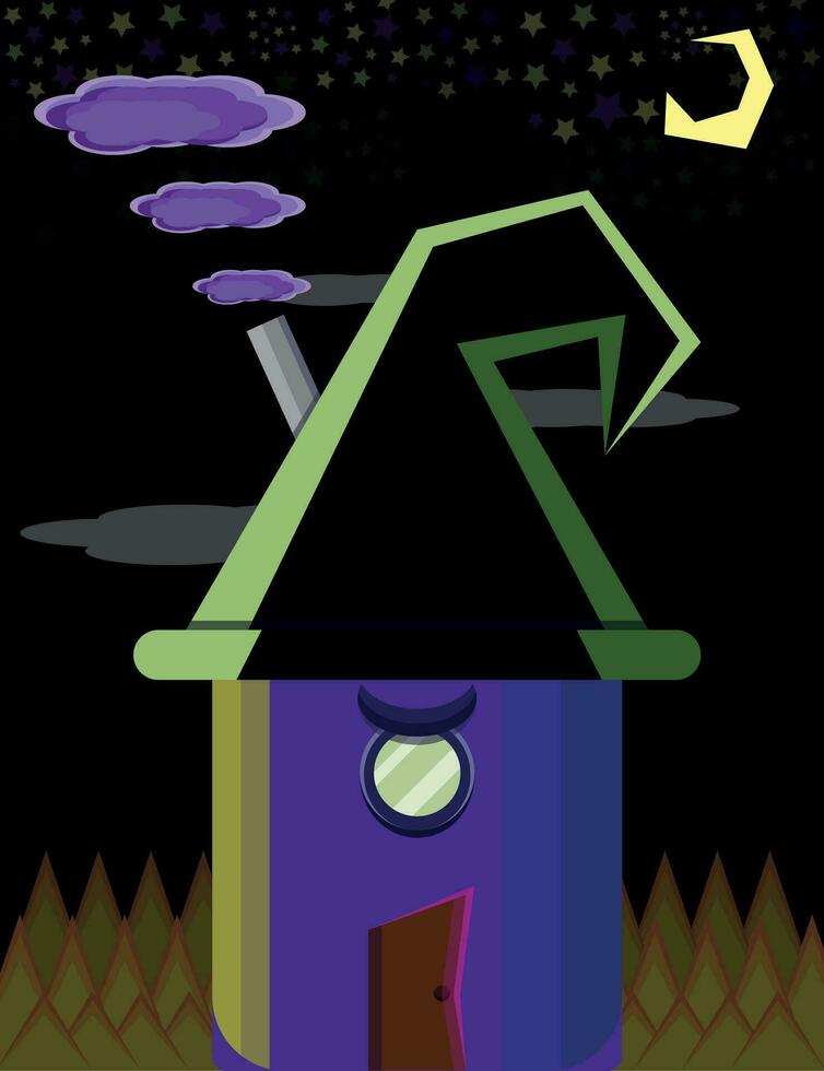 witch house at night vector illustration